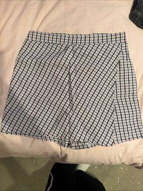 Signature Plaid Mini Skort in White, Black and Light Pink